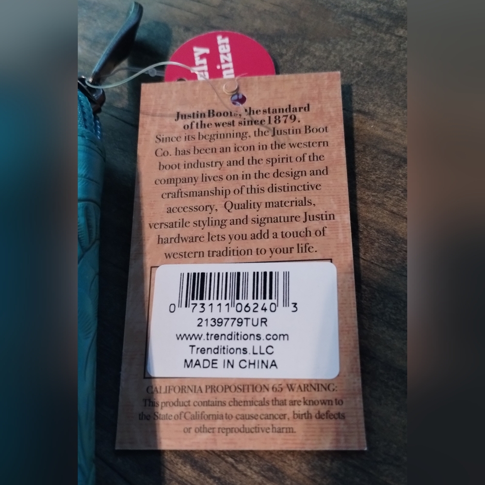 Justin Boots Teal Leather Jewelry Organizer - Picture 3 of 7